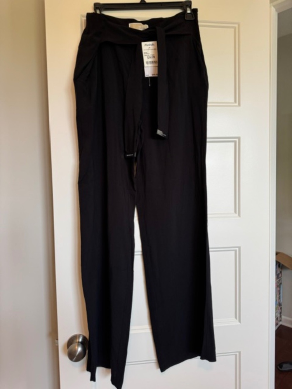 NWT MICHAEL Michael Kors Black Tie Waist Wide Leg Pants – Size 8 – MSRP $99.50